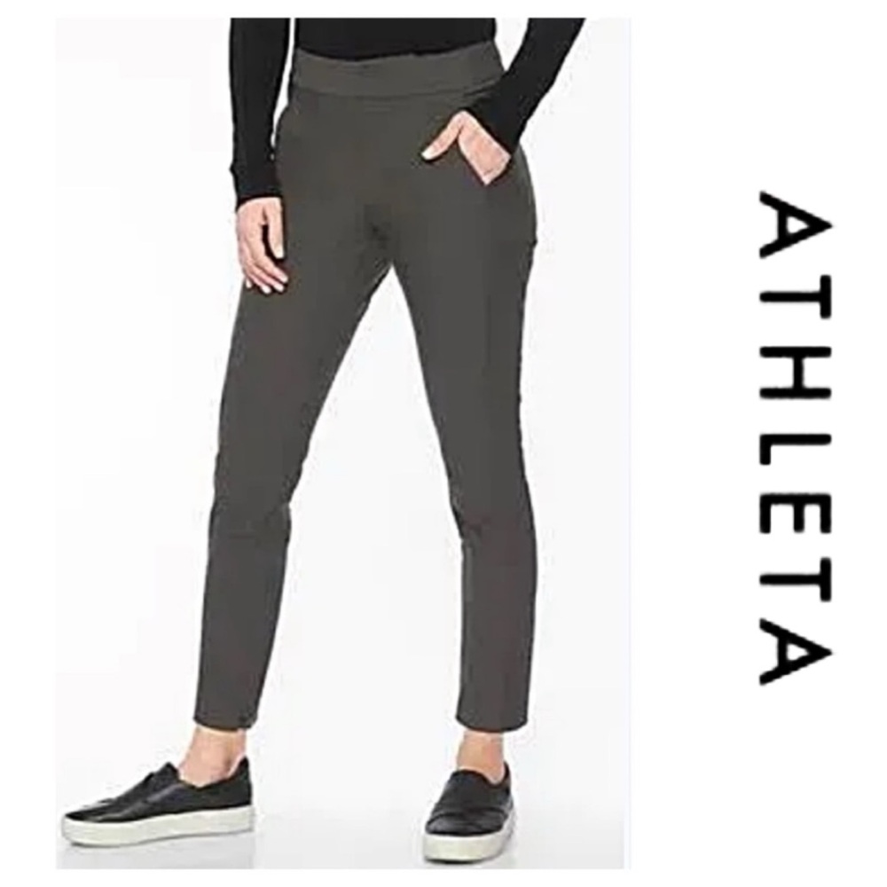 🔥NWTS-$110 ATHLETA Stellar Trousers size 4  in-Arbor Olive Flattering Fit Pants